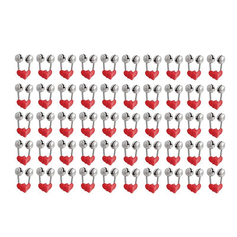Up To 100PCS Best Bite Clip Fishing Alarm Bells Plastic Ring Double Rod Hot Red - 10PCS