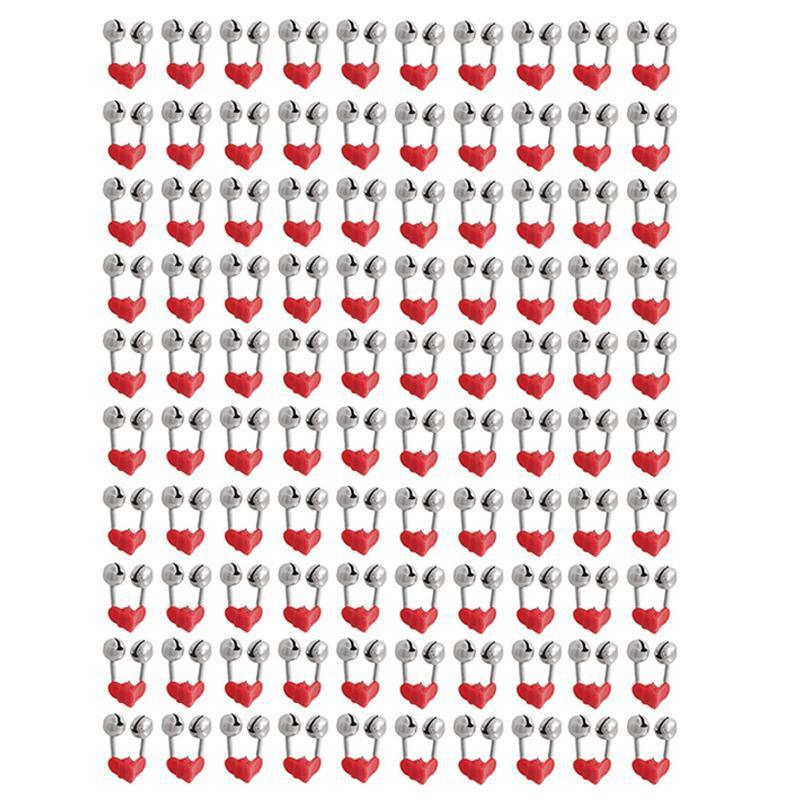 Up To 100PCS Best Bite Clip Fishing Alarm Bells Plastic Ring Double Rod Hot Red - 10PCS