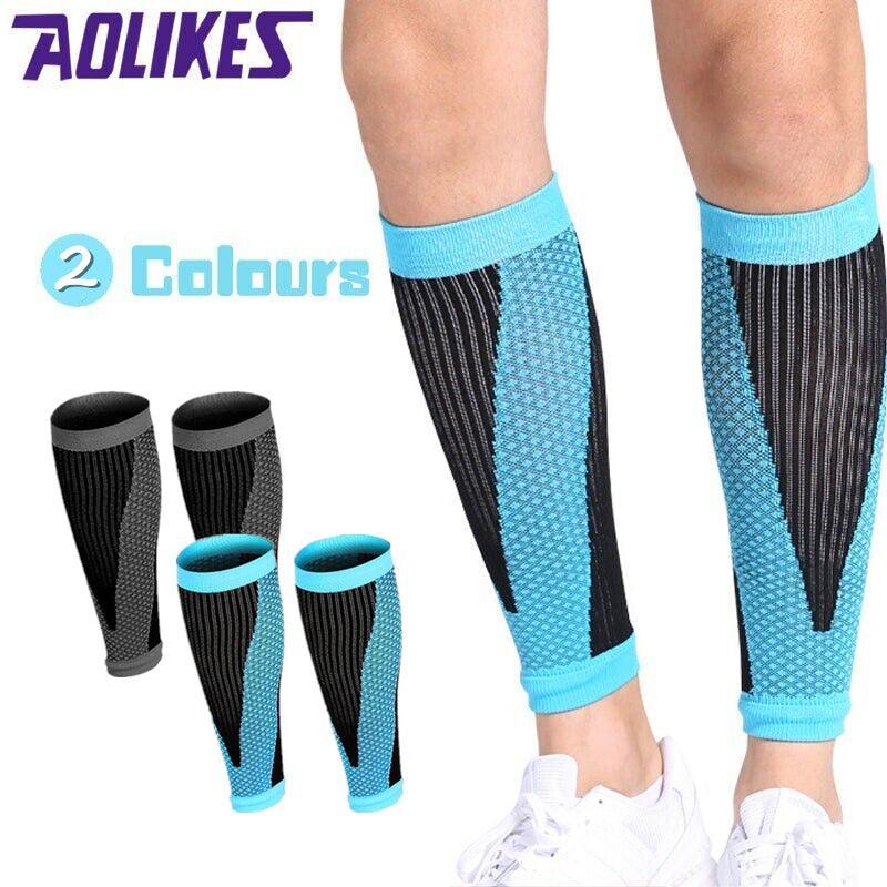 Aolikes L Size Compression Calf Sleeve Leg Brace Support Pain Relief Gym Running - Black