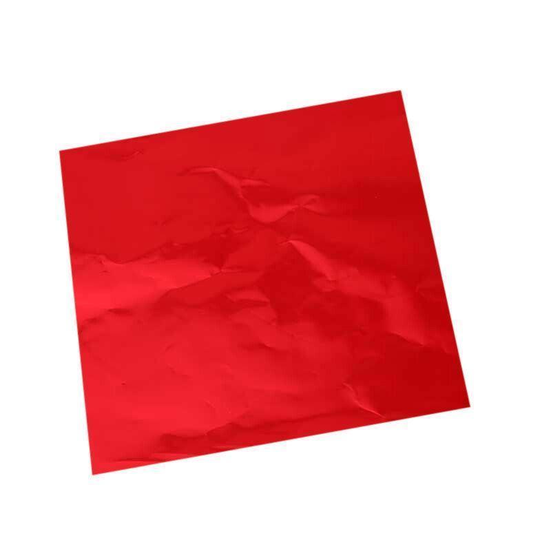 100PCS Tin Foil Aluminium Wrapping Square Chocolate Wrappers 15CM - Pink/Gloss