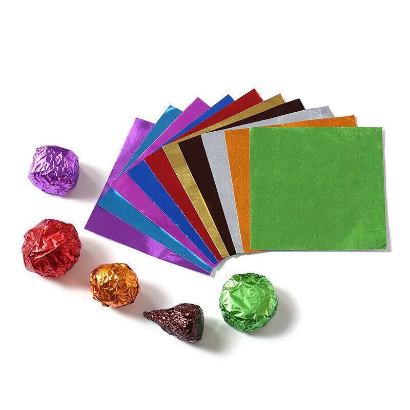 100Pcs Aluminium Foil Chocolate Wrappers 20cm Squares - Purple/Gloss