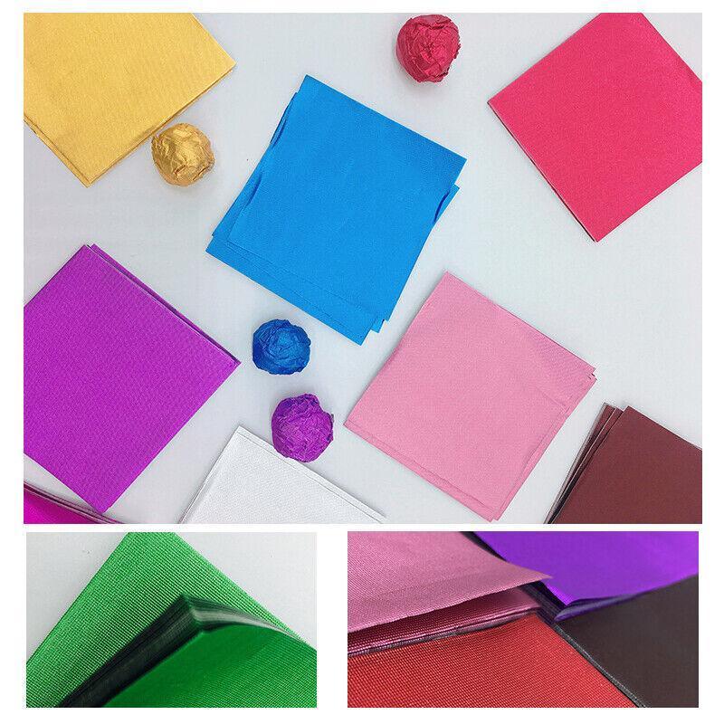 100PCS Tin Foil Aluminium Wrapping Square Chocolate Wrappers 10CM - Purple/Gloss