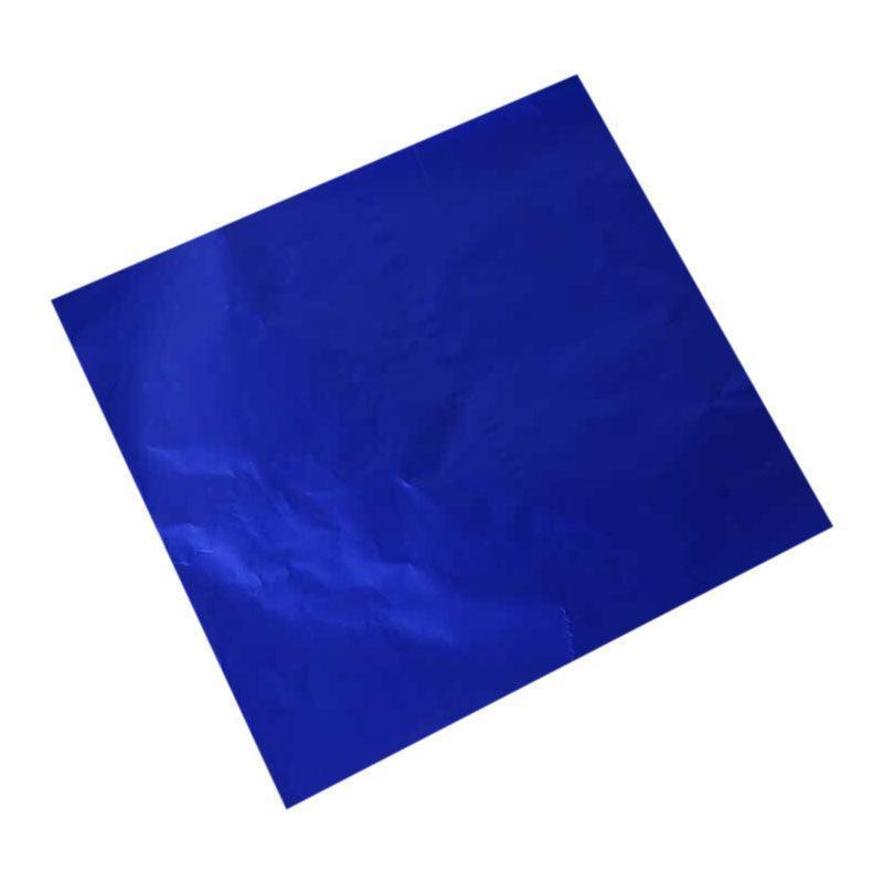 100PCS Tin Foil Aluminium Wrapping Square Chocolate Wrappers 10CM - Blue/Embossed