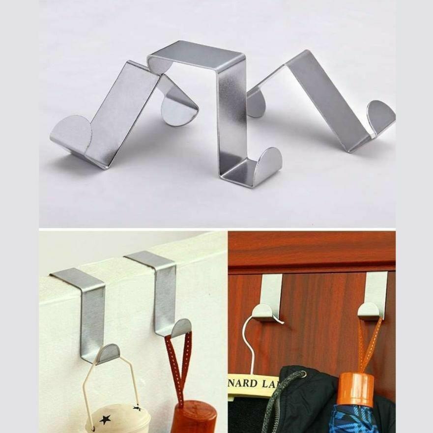 4X/6X Over Door Hooks Hanger Holder Stainless Steel Cabinet Organizer Clothes 4.5cm - 6 PCS