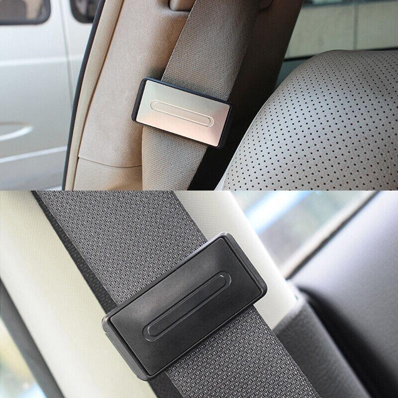 2X Car Shoulder Strap Positioning Clip Buckle Adjuster for Driving Comfort - Black
