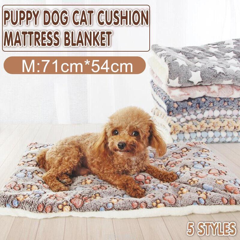 M Size Puppy Dog Cat Cushion Mattress Blanket Bed Soft Warm Pet Pad Winter Kennel House - Brown Footprint