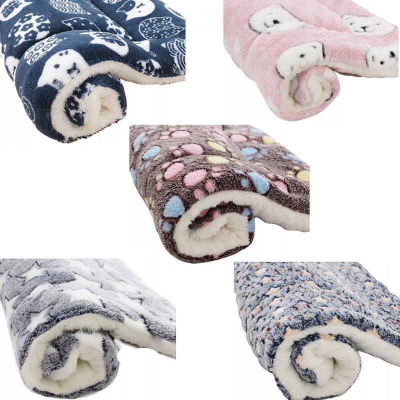 M Size Puppy Dog Cat Cushion Mattress Blanket Bed Soft Warm Pet Pad Winter Kennel House - Brown Footprint