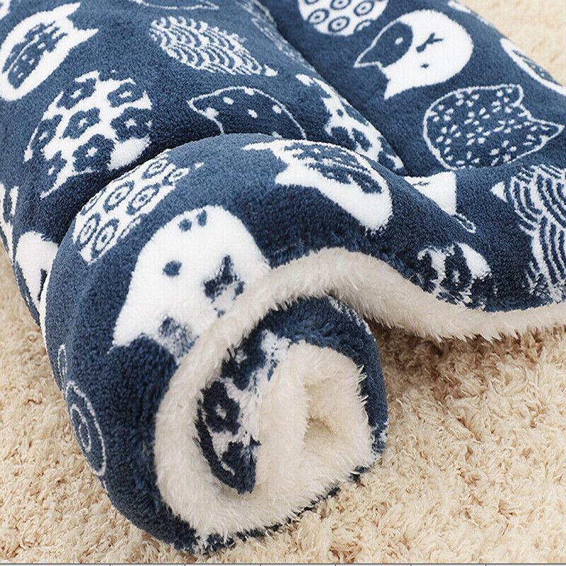 M Size Puppy Dog Cat Cushion Mattress Blanket Bed Soft Warm Pet Pad Winter Kennel House - Brown Footprint