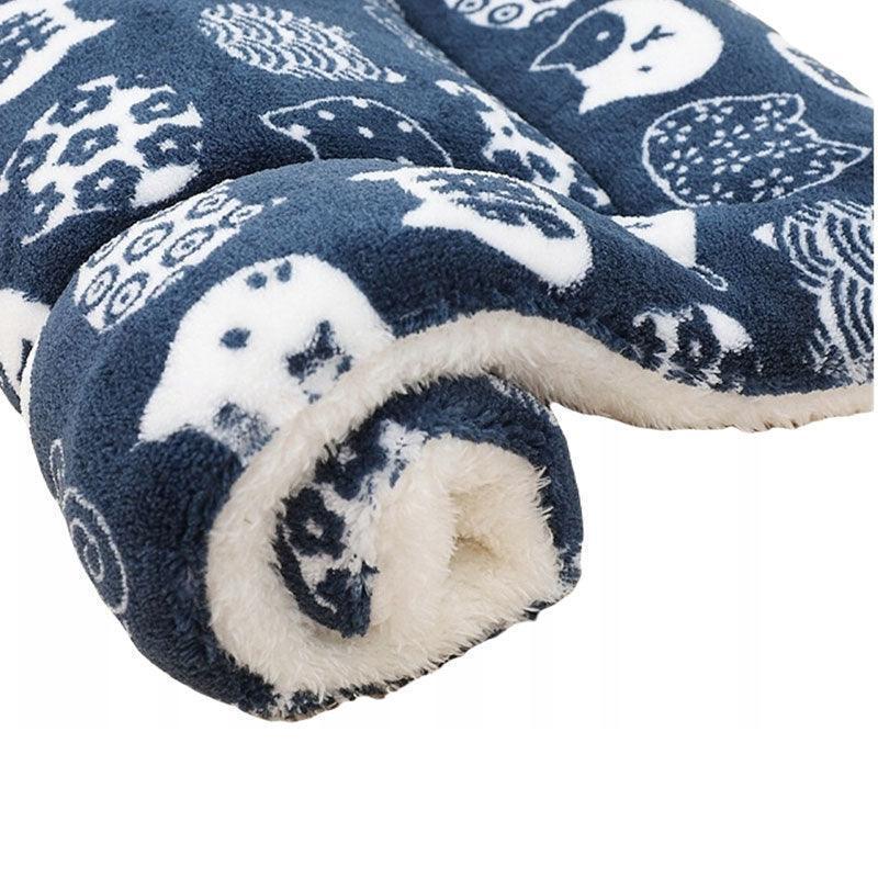 M Size Puppy Dog Cat Cushion Mattress Blanket Bed Soft Warm Pet Pad Winter Kennel House - Brown Footprint