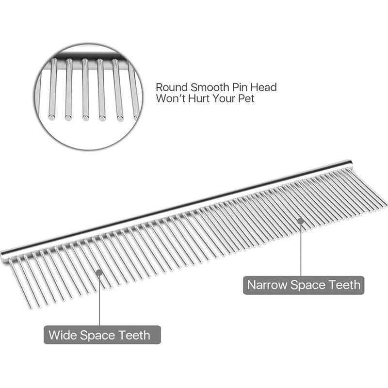 Stainless Steel Teeth Metal Comb Brush Pet Cat Dog Hair Grooming Trimmer Round - M:19*3.5CM