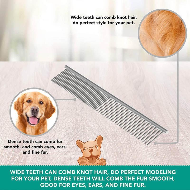 Stainless Steel Teeth Metal Comb Brush Pet Cat Dog Hair Grooming Trimmer Round - L:19*4CM