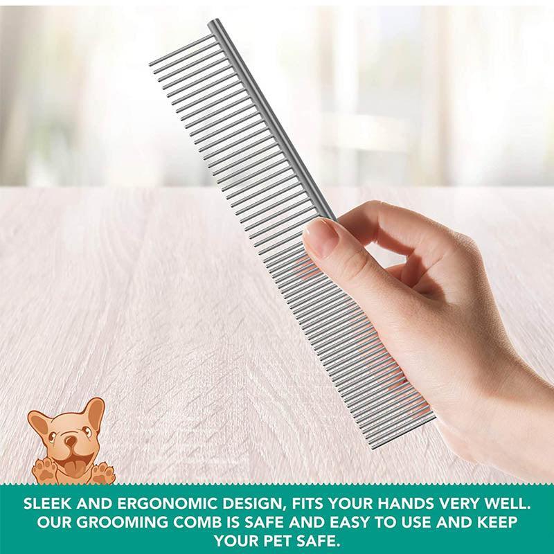 Stainless Steel Teeth Metal Comb Brush Pet Cat Dog Hair Grooming Trimmer Round - XL:19*5.5CM