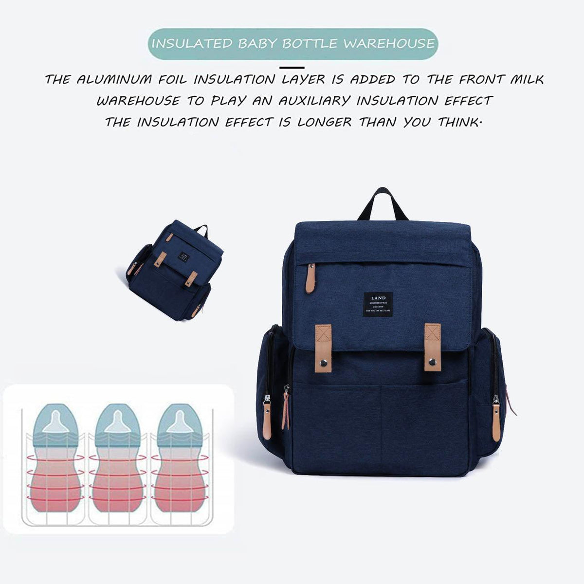 Multifunctional Diaper Backpack Changing Bag Nappy Mummy Travel Organiser - Beige Grey