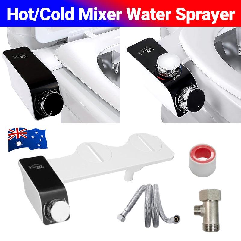 Bidet Toilet Seat Dual Nozzles Self-Cleaning Wash Hot Cold Mixer Water Sprayer - Cold & Hot Water