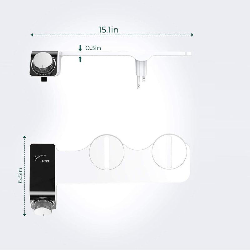 Bidet Toilet Seat Dual Nozzles Self-Cleaning Wash Hot Cold Mixer Water Sprayer - Cold & Hot Water