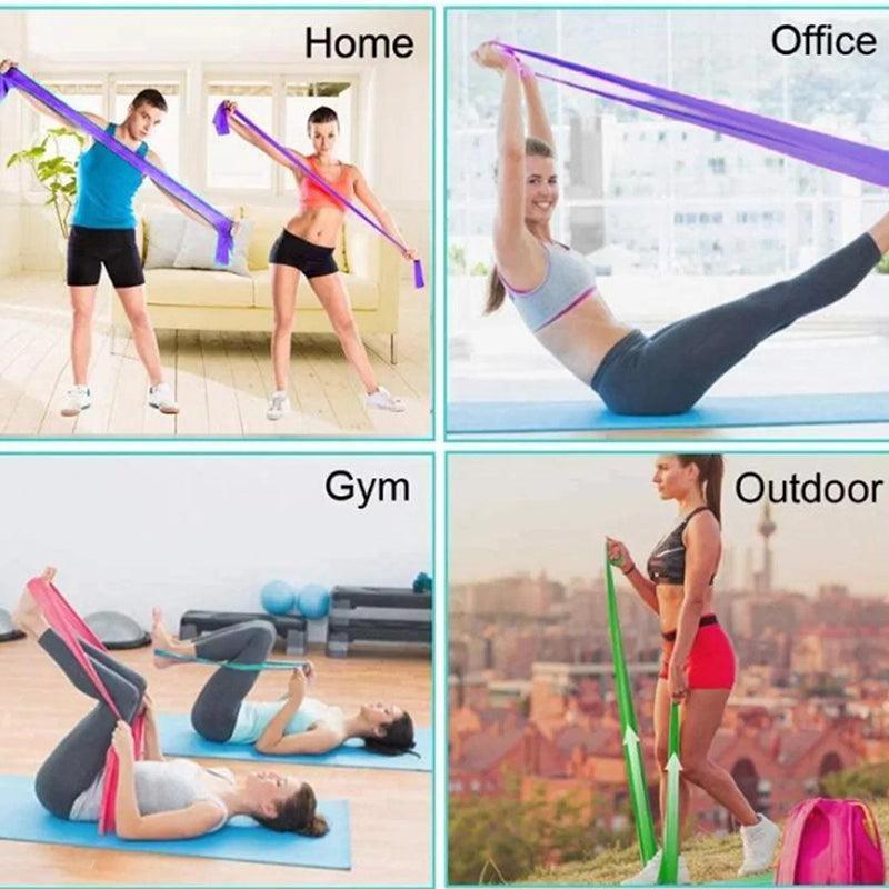 1.5m Elastic Yoga Stretch Resistance Bands Exercise Fitness Band Theraband - Purple