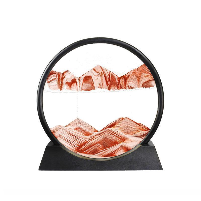 Moving Sand Art Picture Round Glass Quicksand Painting 3D Deep Sea Sandscape Au - Red