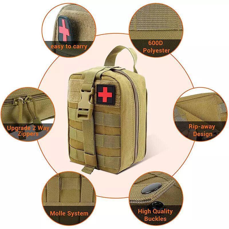 Tactical Molle Rip Away Emt Ifak Medical Pouch First Aid Kit Utility Bag Au Send - Grey Camouflage