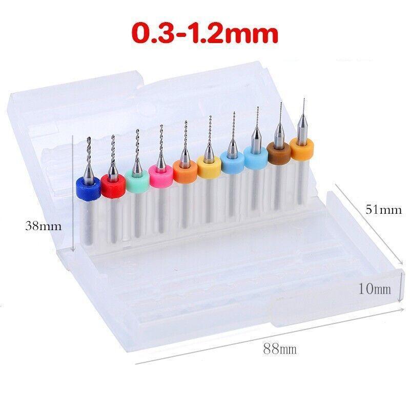 10X Tungsten Steel Micro Drill Bits 0.1-1.2mm for Rotary Tool - 0.3-1.2MM