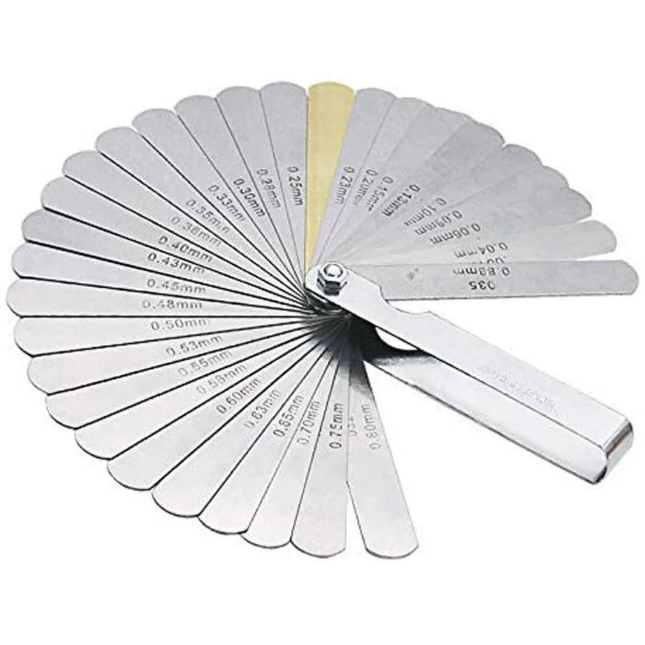 32 Blade Feeler Gauge Dual Marked Mm/Inch Thickness Gap Metric Filler Tool Honda