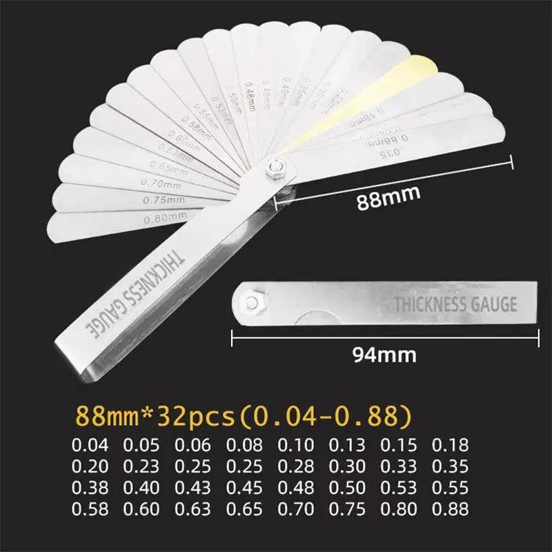 32 Blade Feeler Gauge Dual Marked Mm/Inch Thickness Gap Metric Filler Tool Honda