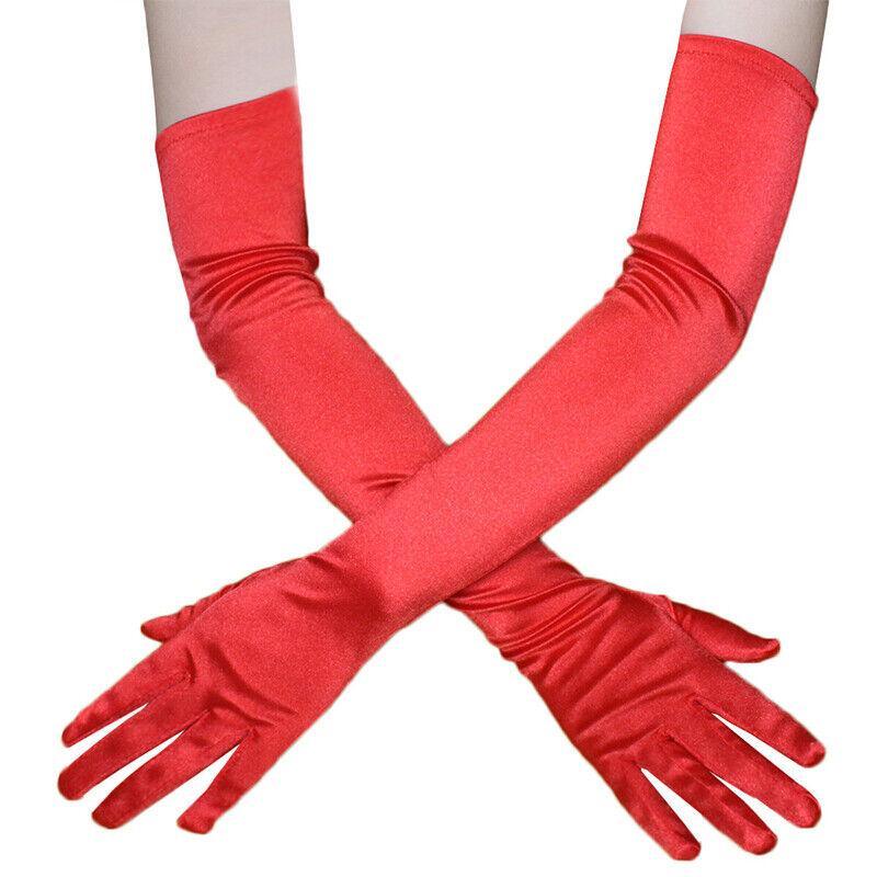 Elegant Long Satin Evening Gloves Formal Dress Accessory for Opera Prom Party Women - Black