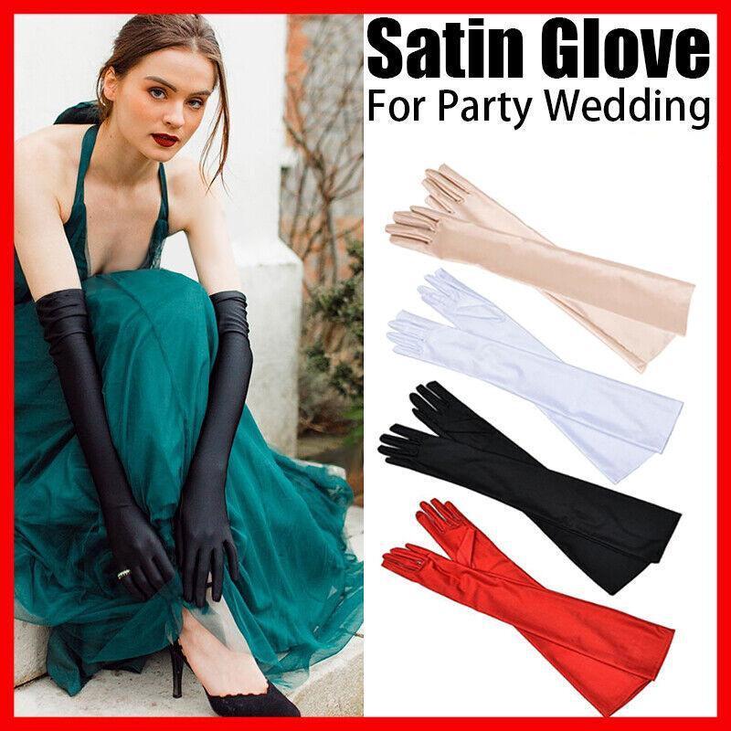 Elegant Long Satin Evening Gloves Formal Dress Accessory for Opera Prom Party Women - Champagne