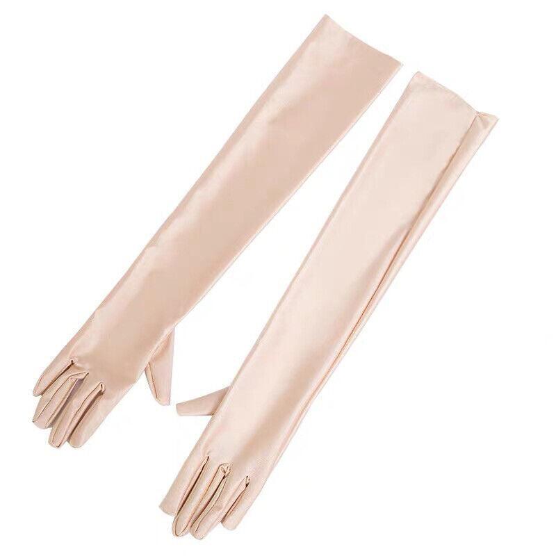 Elegant Long Satin Evening Gloves Formal Dress Accessory for Opera Prom Party Women - Champagne