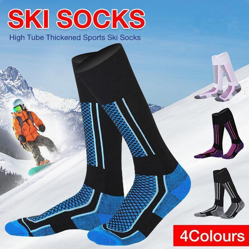 Men Women Long Warm Breathable Ski Socks Thicken Winter Sports Socks Au Stock - Pink&amp;White(33-39)