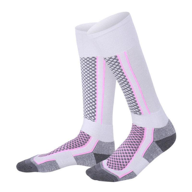 Men Women Long Warm Breathable Ski Socks Thicken Winter Sports Socks Au Stock - Pink&White(33-39)