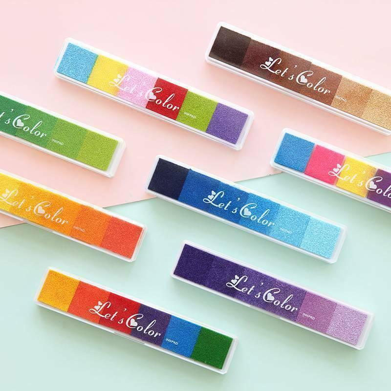 Gradient Color Ink Pad Inkpad Rubber Stamp Water Based Diy Finger Print 10 Colours - C2