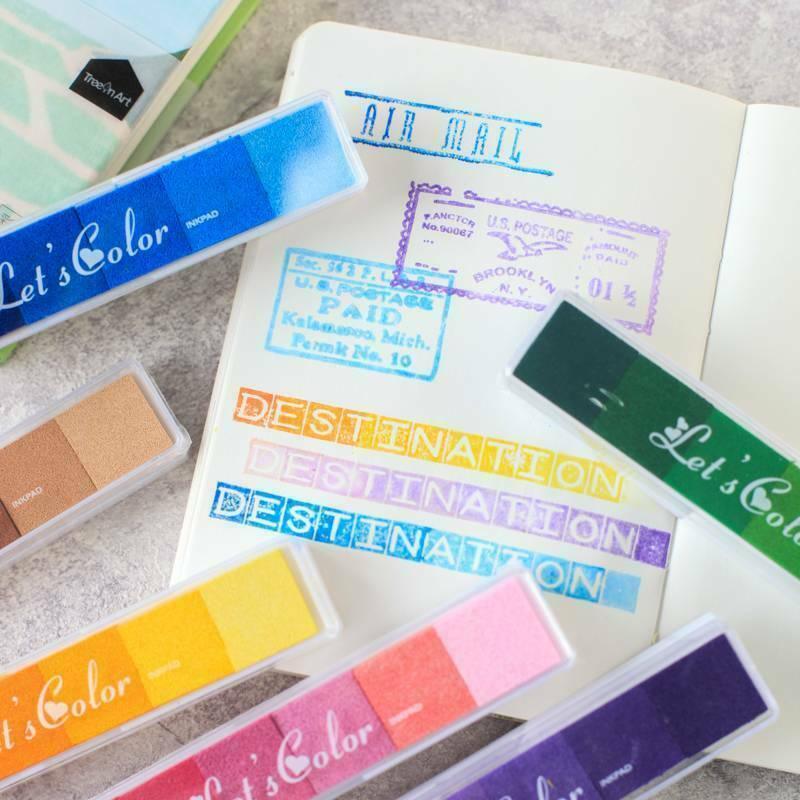 Gradient Color Ink Pad Inkpad Rubber Stamp Water Based Diy Finger Print 10 Colours - C4