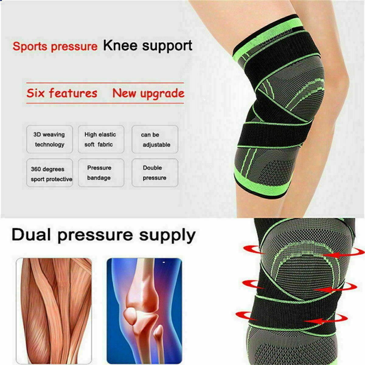 3D Weaving Knee Brace Breathable Sleeve Support Running Jogging Joint Pain Leg Black - Black-XXXL