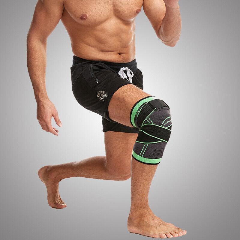 3D Weaving Knee Brace Breathable Sleeve Support Running Jogging Joint Pain Leg Green - Green-XXL