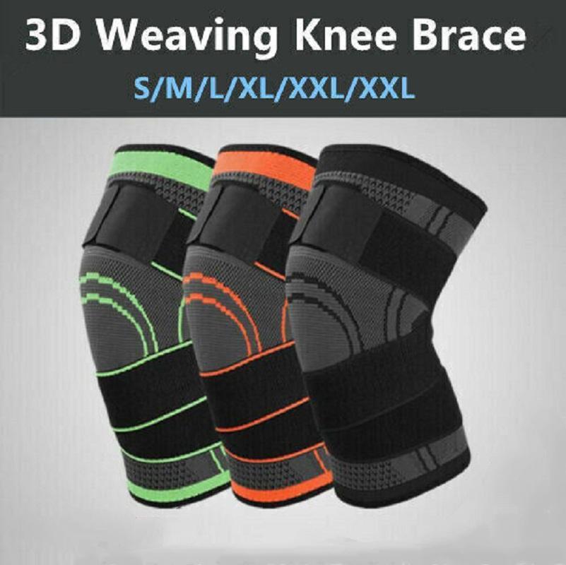 3D Weaving Knee Brace Breathable Sleeve Support Running Jogging Joint Pain Leg Green - Green-XXXL