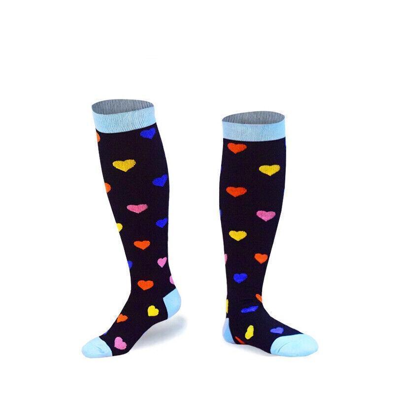S/M Compression Socks Women Men Nursing Travel Stocking Sport Running - White ECG