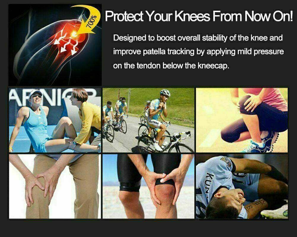 Aolikes Knee Strap Patella Jumper Gel Runner Tennis Sports Brace Support - Blue