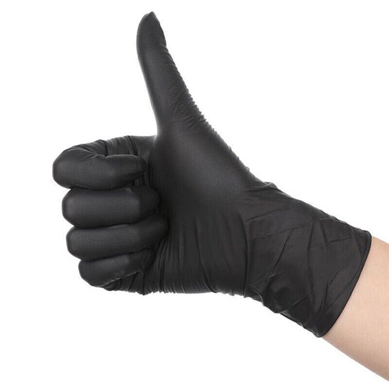 Thick Black Nitrile Gloves Industrial Mechanic Tattoo Tradie Rubber Protection - M
