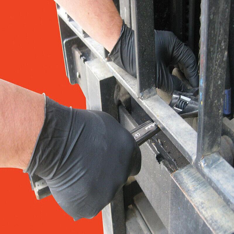 Thick Black Nitrile Gloves Industrial Mechanic Tattoo Tradie Rubber Protection - M