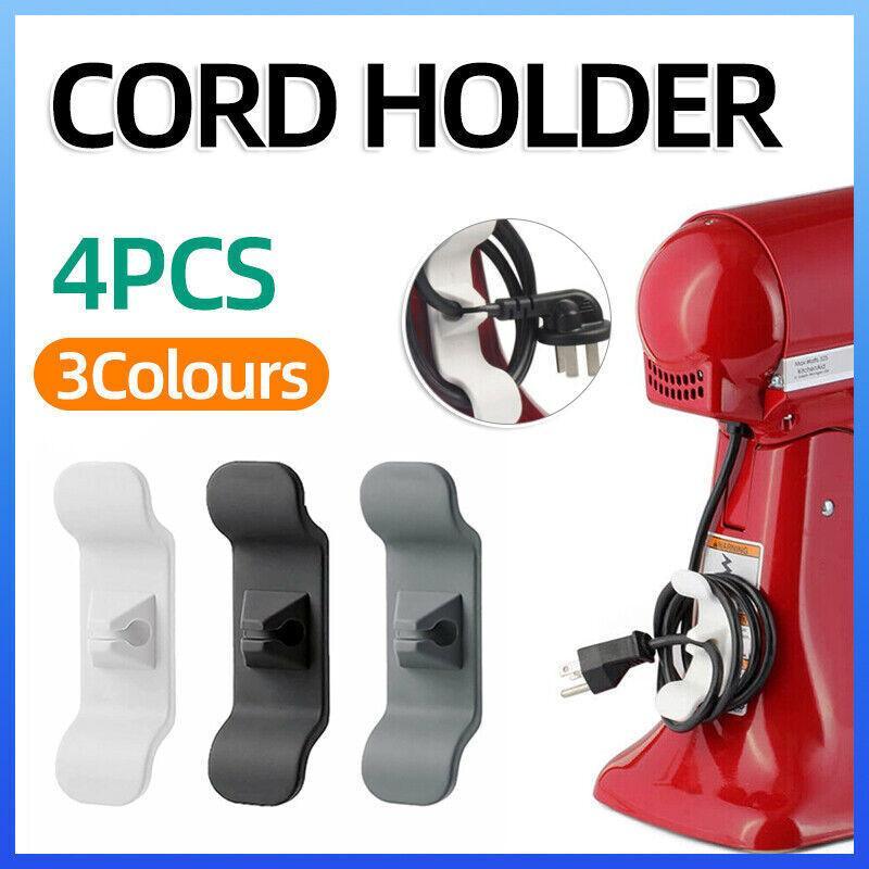 Cord Organizer Wrap Holder 4pcs Kitchen Appliance Cable Winder Adhesive Clip - 2PCS White+2PCS Black