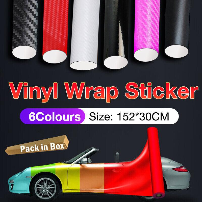152x 30CM Car Vinyl Wrap Carbon Fiber Matt Satin Glossy Multi Color Car Tint Car Sticker - Glossy Black