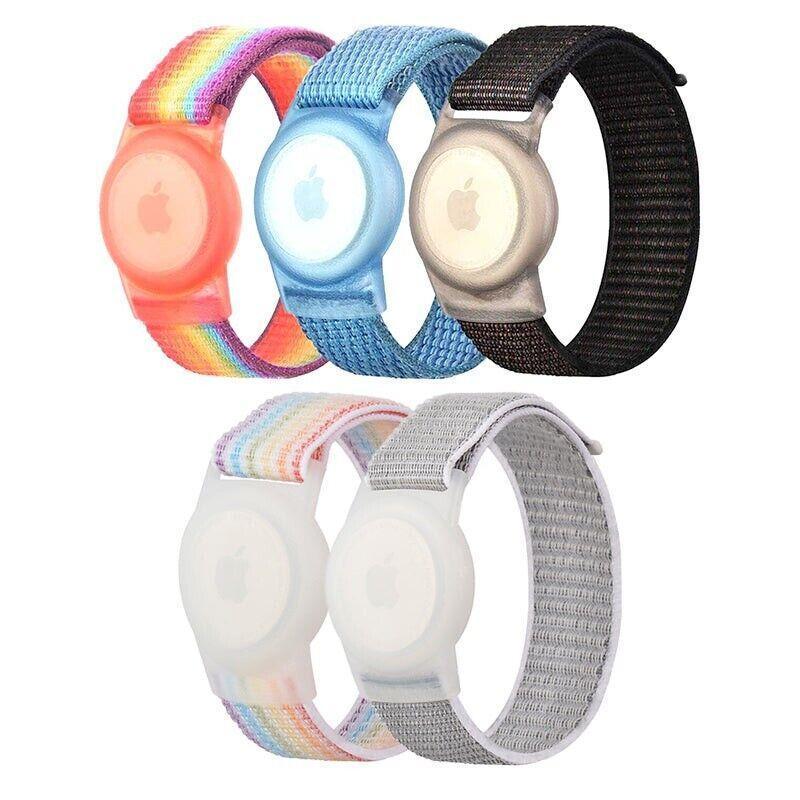 For Apple AirTag Case Protective Cover Wristband Nylon Air Tag Band Anti-lost L Size - Grey