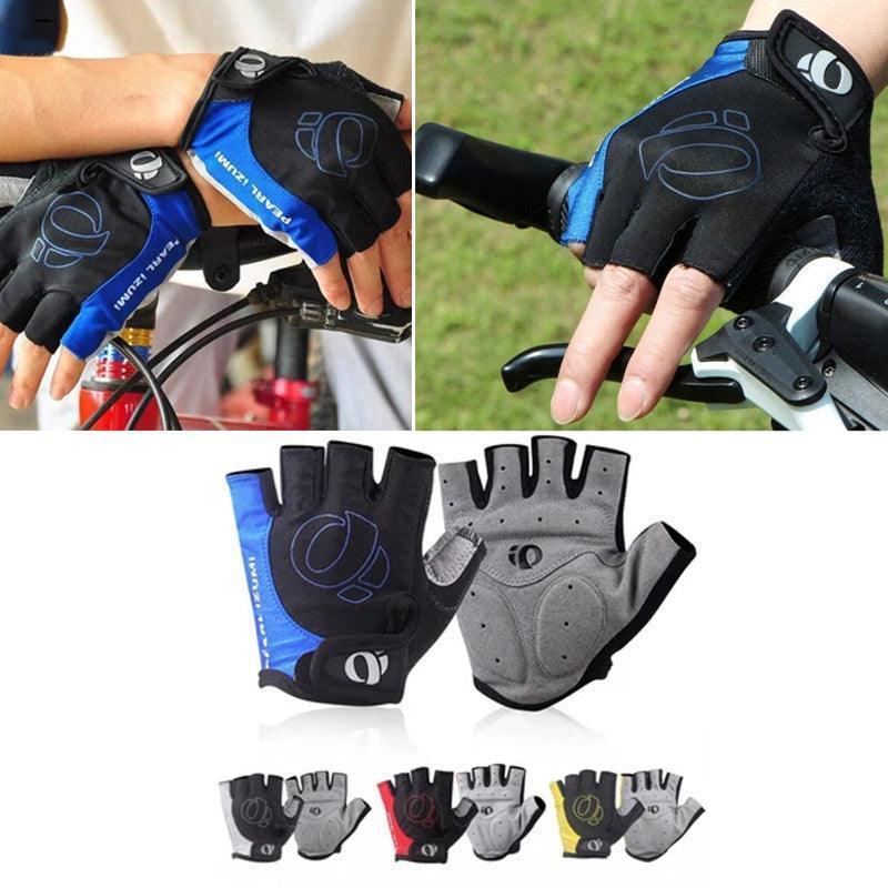 XL Size Cycling Bicycle Half Finger Bike Gloves Unisex Anti Slip Padded - Blue