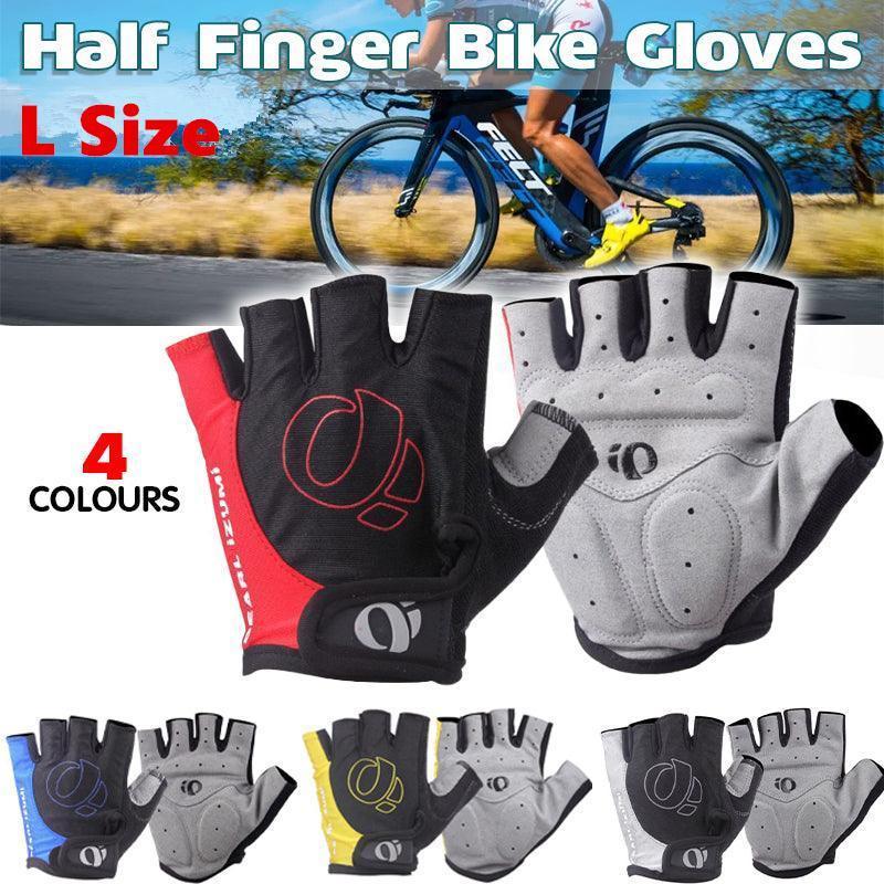 L Size Cycling Bicycle Half Finger Bike Gloves Unisex Anti Slip Padded - Blue