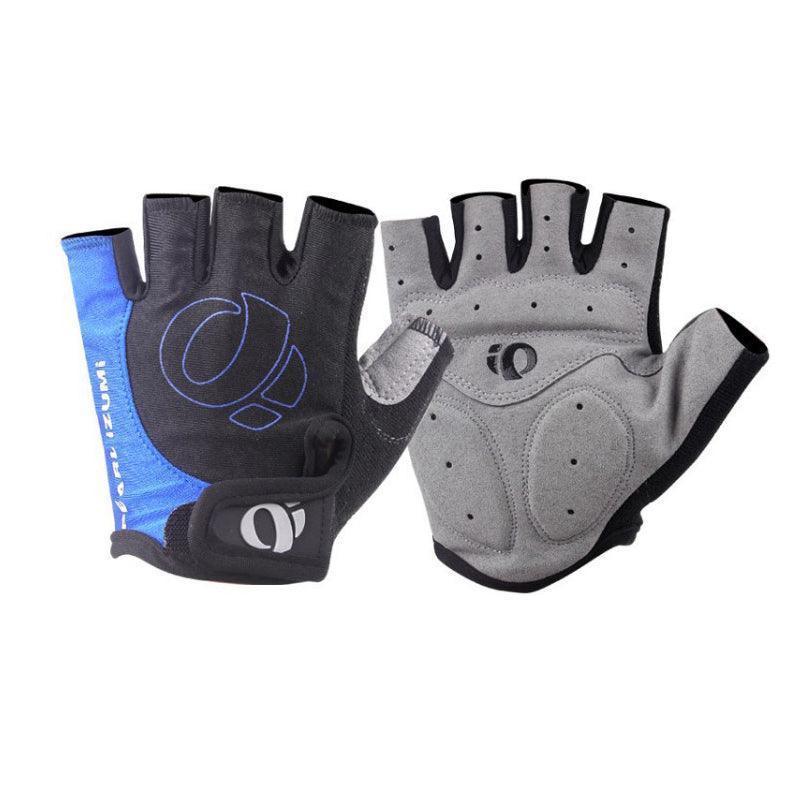 L Size Cycling Bicycle Half Finger Bike Gloves Unisex Anti Slip Padded - Blue