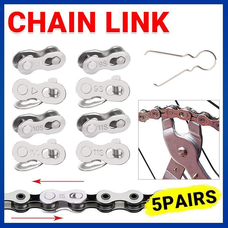 6/7/8/9/10/11 Speed 5 Pairs Bike Chain Master Link Connector QR + Simple Tool - 10 Speed Chain Link