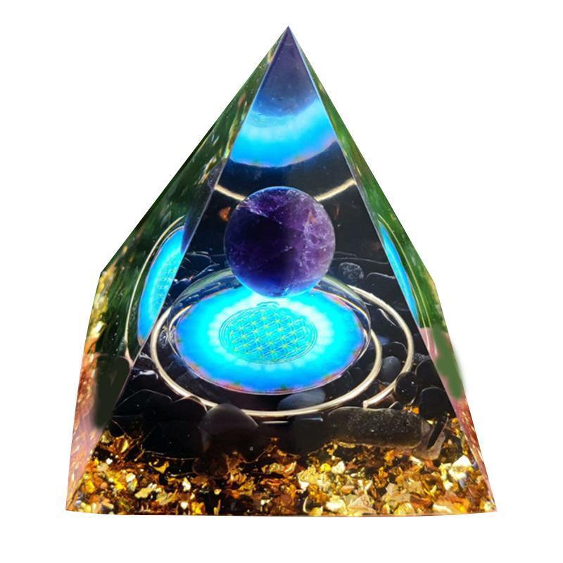 Amethyst Crystal Sphere Orgonite Pyramidamp Obsidians - Purple(50mmx50mm)