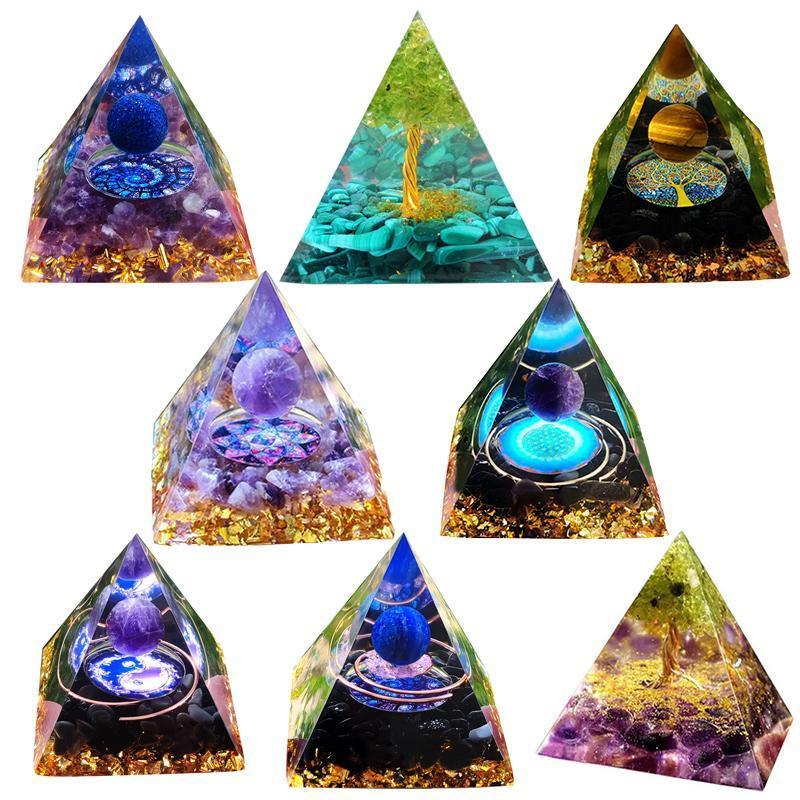 Amethyst Crystal Sphere Orgonite Pyramidamp Obsidians - Green Tree(50mmx50mm)