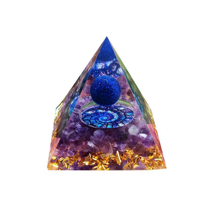 Amethyst Crystal Sphere Orgonite Pyramidamp Obsidians - Black Purple(60mmx60mm)