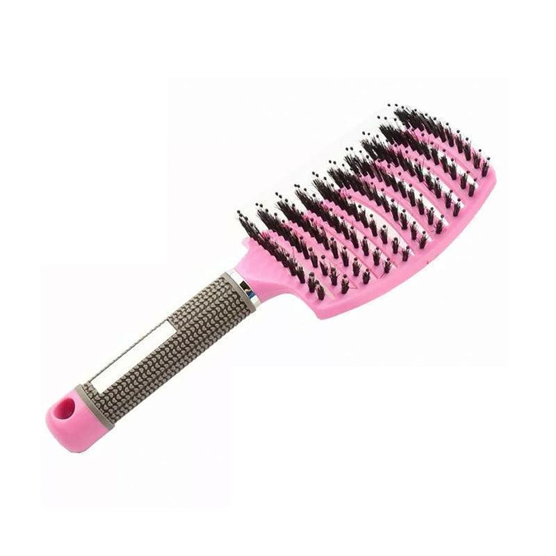 Detangle Nylon Boar Bristle Brush Hairbrush Smooth Hair Head Scalp Massage Comb - Black *1 Unit